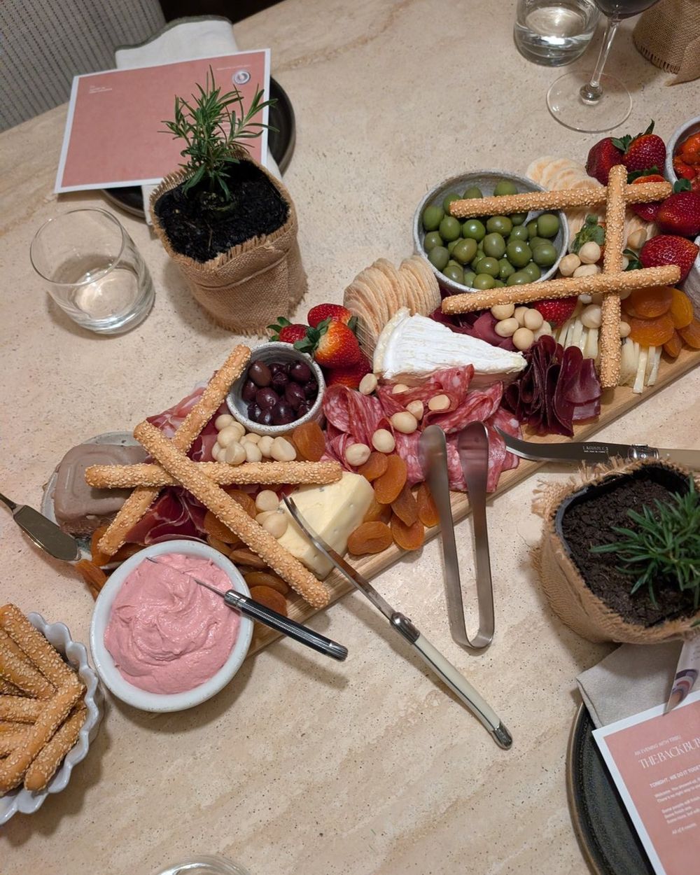 A grazing board laid out on the table